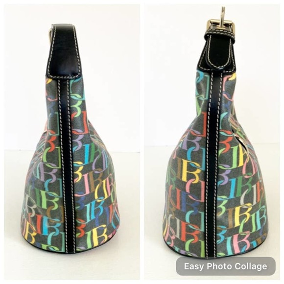 Dooney & Bourke Vintage DB Multi-Color Logo Rainbow Zipper Hobo Bag LIKE NEW - Picture 4 of 14